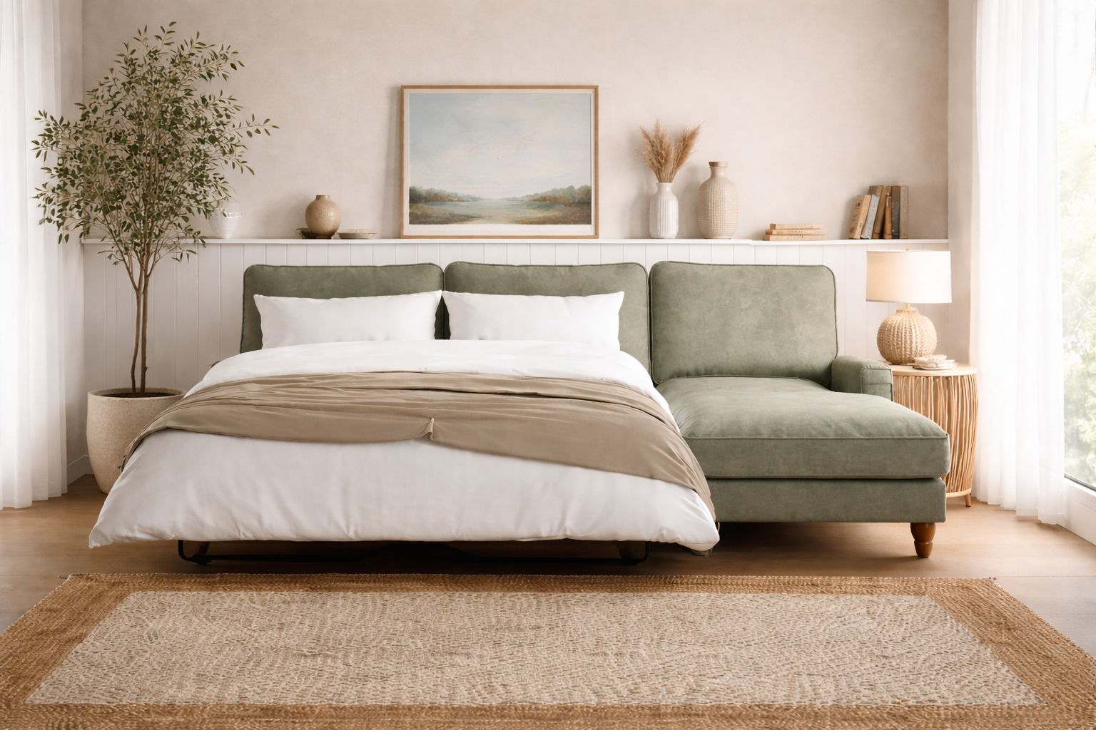 BEATRICE RELAXED FAUX LEATHER CORNER STORAGE SOFA BED