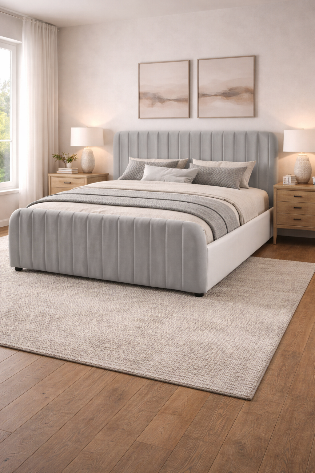 GAS LIFT OTTOMAN BRUSHED VELVET BEDFRAME