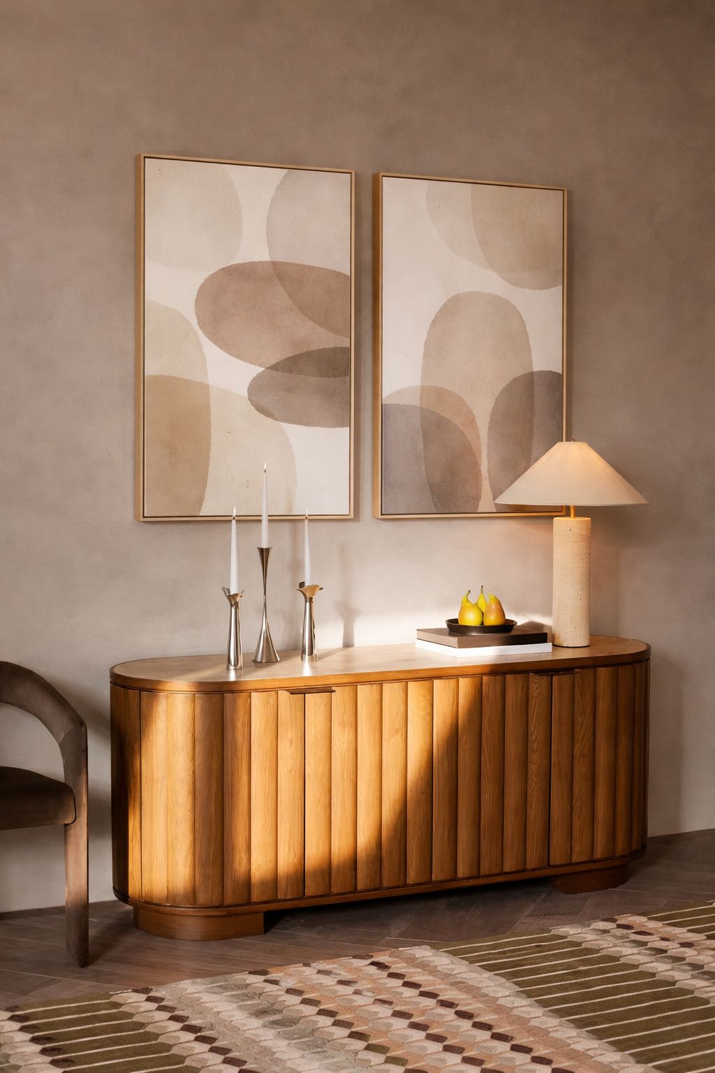 SCULPT SIDEBOARD, DARK STAIN CERAMIC