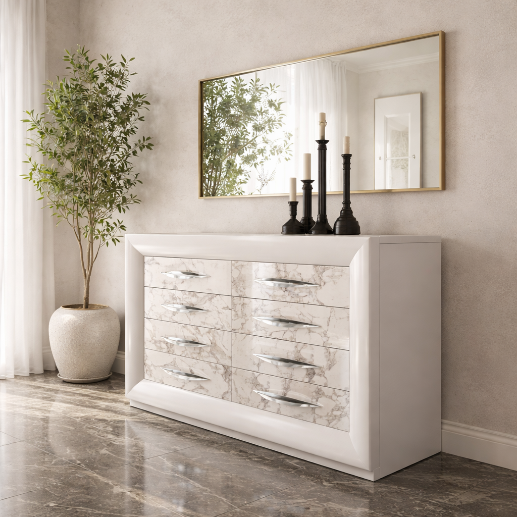 TOYEN SIDEBOARD - LARGE - WHITE AND OAK